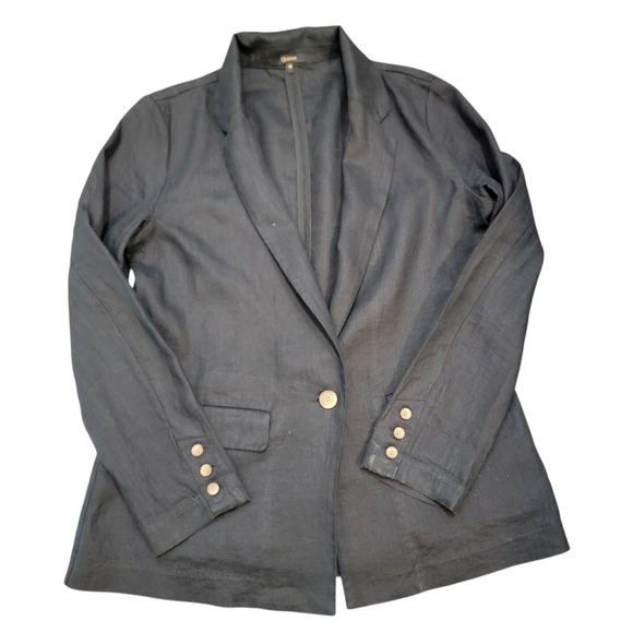 Quince Jackets & Blazers - Quince 100% European Linen Black Blazer one Button Casual Coastal Sz M